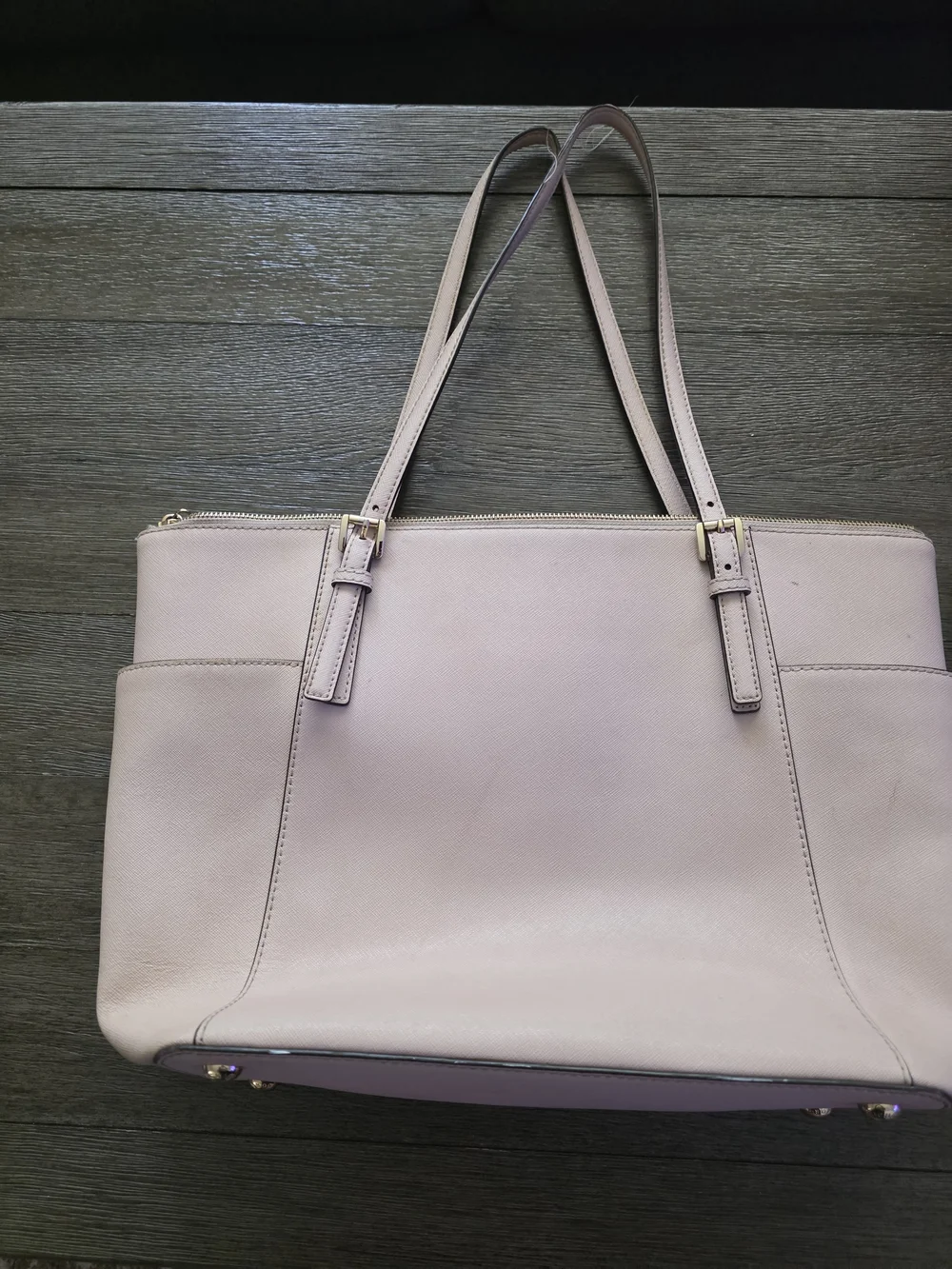 Michael Kors Jet Set Travel Large Saffiano Leather Tote Blush Pink Gold Hardware